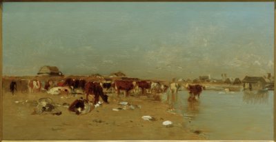 Cattle Watering at the March by Eugen Jettel